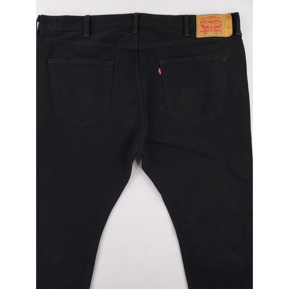 Levis 501 Jeans Mens 44x32 Black Original‎ Straight Button Fly Heavy Denim Pants